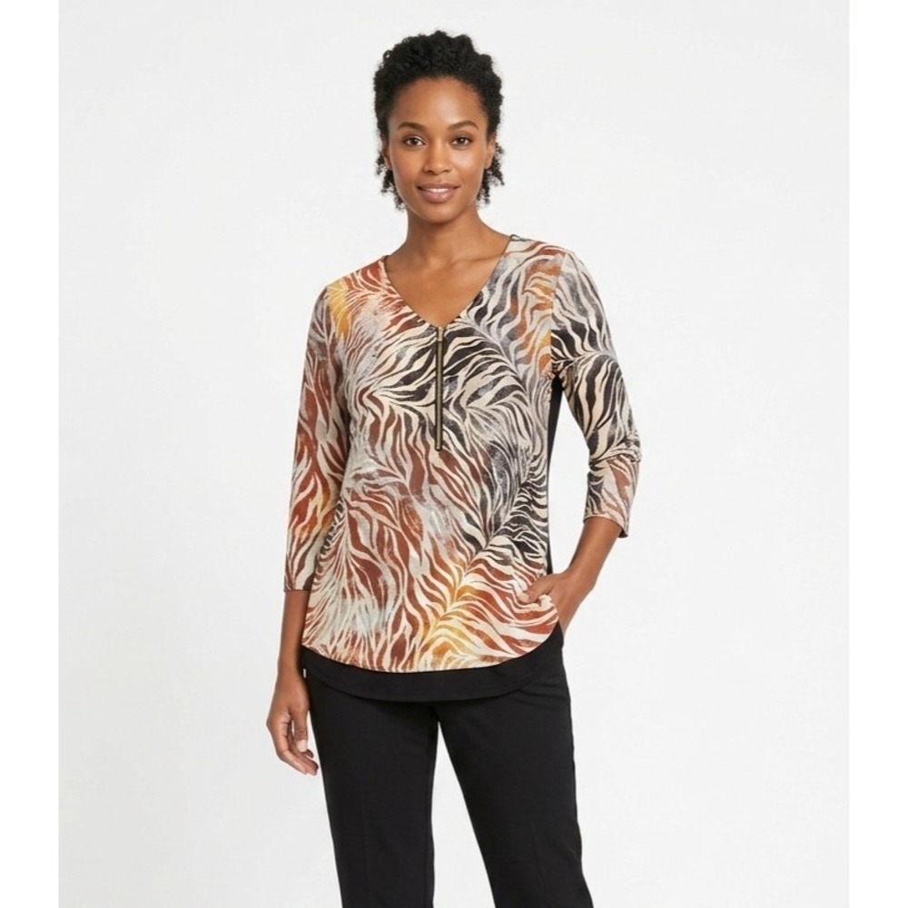 Tacera Animal Print Blouse Size S